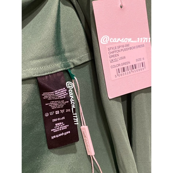 NWT Self Portrait Chiffon Pussybow Midi Dress US6 - Picture 9 of 15